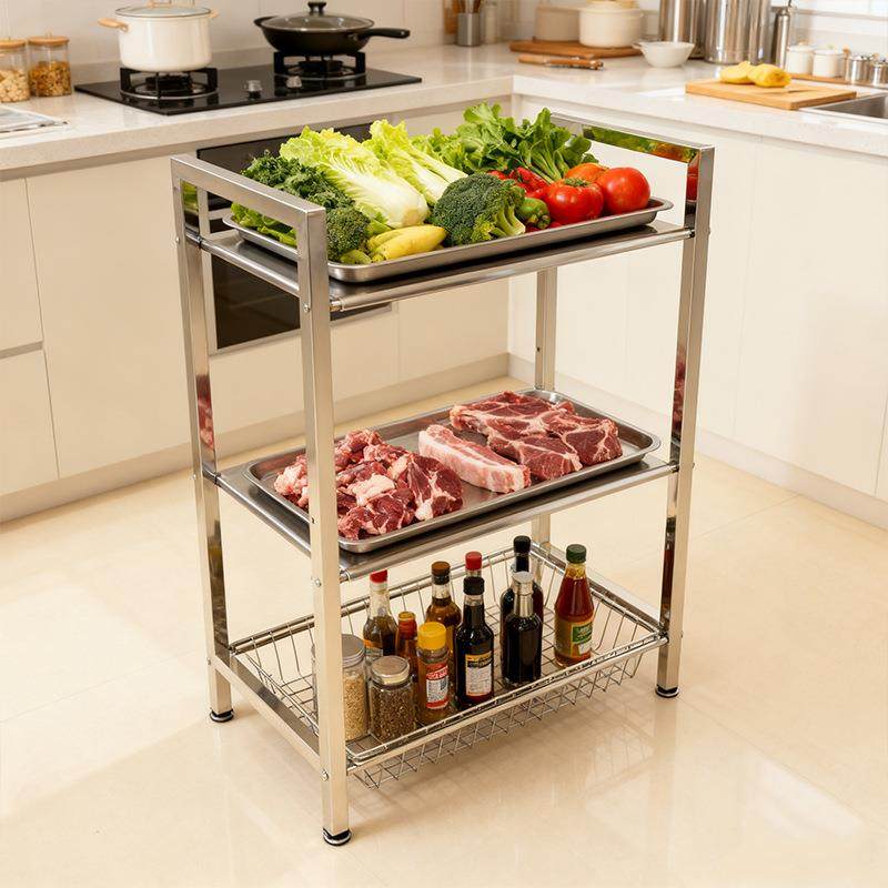 厨房浴室客厅三层置物架落地货架多层收纳整理架多功能储物置物架,收纳整理,书桌收纳置物架,淘宝优惠券,粉丝福利购,淘宝优惠卷