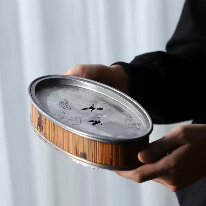 湘妃竹储水壶承干泡台中式高端仿古茶船蓄水壶承养壶垫一人用茶台