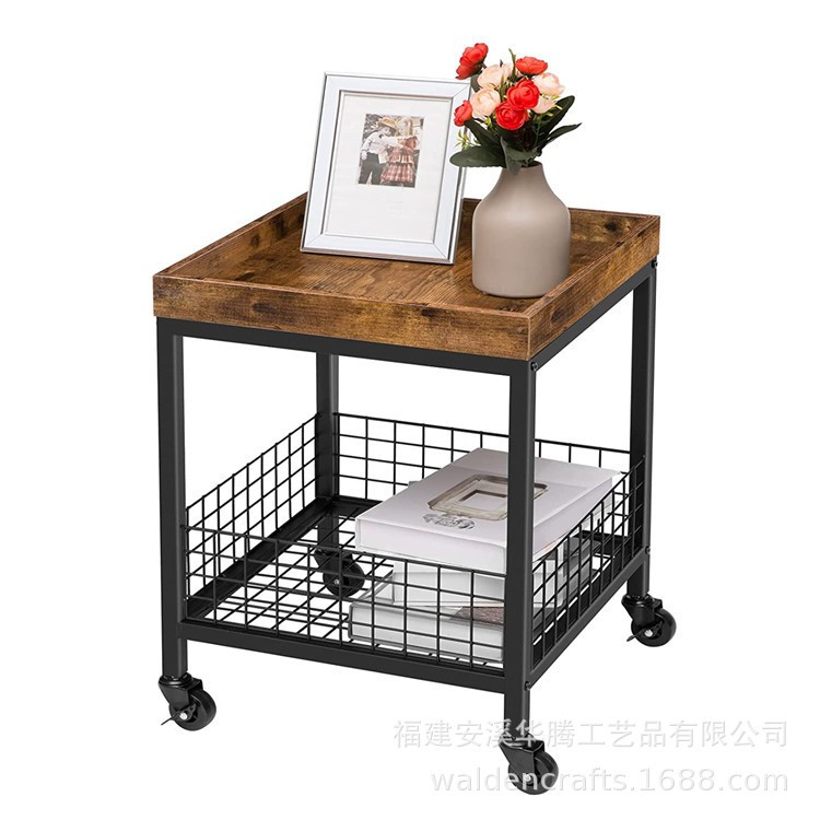 美式复古铁艺可移动床头柜