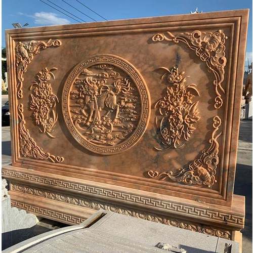 石雕影壁墙农村中式庭院迎门墙大理石照壁青石屏风汉白玉浮雕壁画