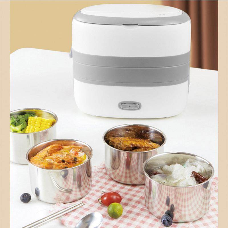 新款带餐具供多功能便当加热保温饭盒插电蒸煮电热保温饭迷你饭煲