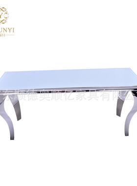 高强度底架现代简约黑色方形台面不锈钢餐桌宴会桌婚庆桌