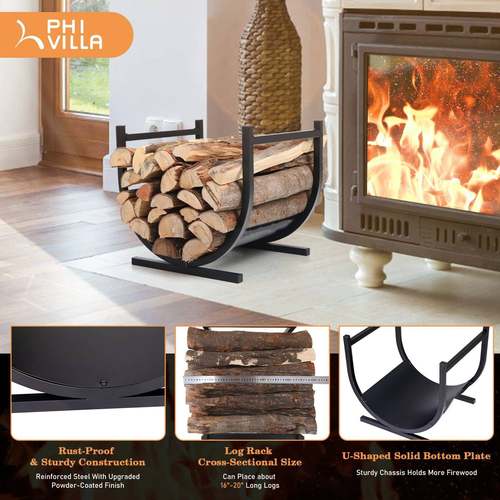 铁艺柴火架户外金属木柴架室内壁炉工具配件木柴堆放整理架子