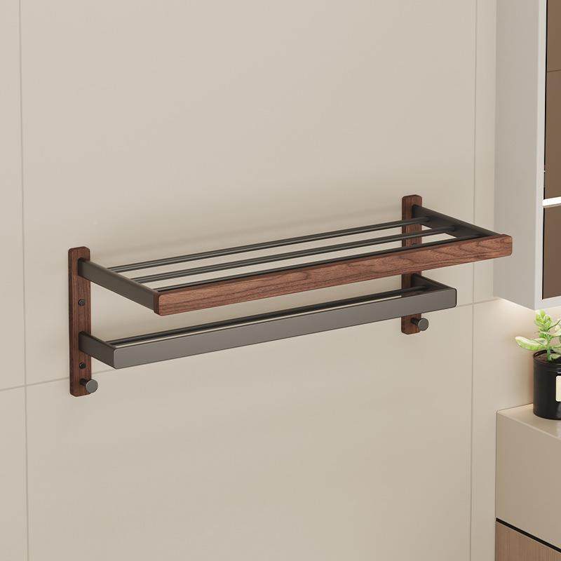 浴室物置架卫生收纳间胡毛巾架桃木铝免打孔毛巾浴巾壁挂沥水整理,收纳整理,书桌收纳置物架,淘宝优惠券,粉丝福利购,淘宝优惠卷