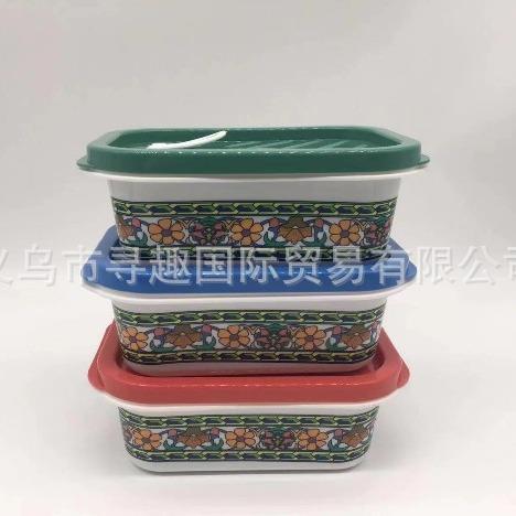 3彩盖印花色盒493保鲜盒冰箱收盒纳密封塑料餐opp袋包装