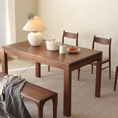 北美胡桃木可伸缩桌餐桌家用CZ-20256吃小户型饭黑桌子长方形简约