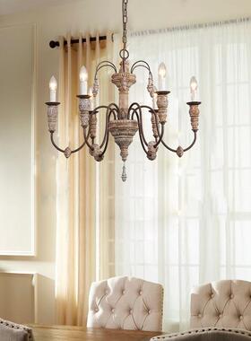 创意式乡村法式吊复木37461艺吊灯简约古客厅餐厅卧室楼美梯间复