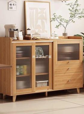 餐边客厅储物柜原木家用收色纳柜水柜柜靠墙一体REF茶置物斗柜备