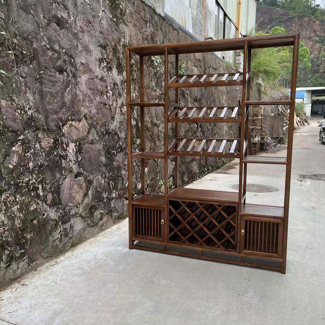 新中柜式博架白蜡木酒实木断家用多古功能收纳酒架玄隔JG8关展柜