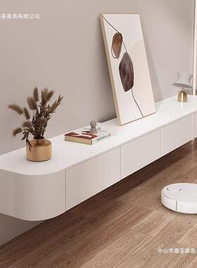 林庄园实木电视柜奶油风悬AWI空视柜小户型挂墙视悬浮悬挂森电电