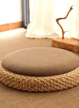 加垫厚茶道网红蒲团坐垫跪垫坐垫禅榻DD102039榻编米禅修垫藤蒲团