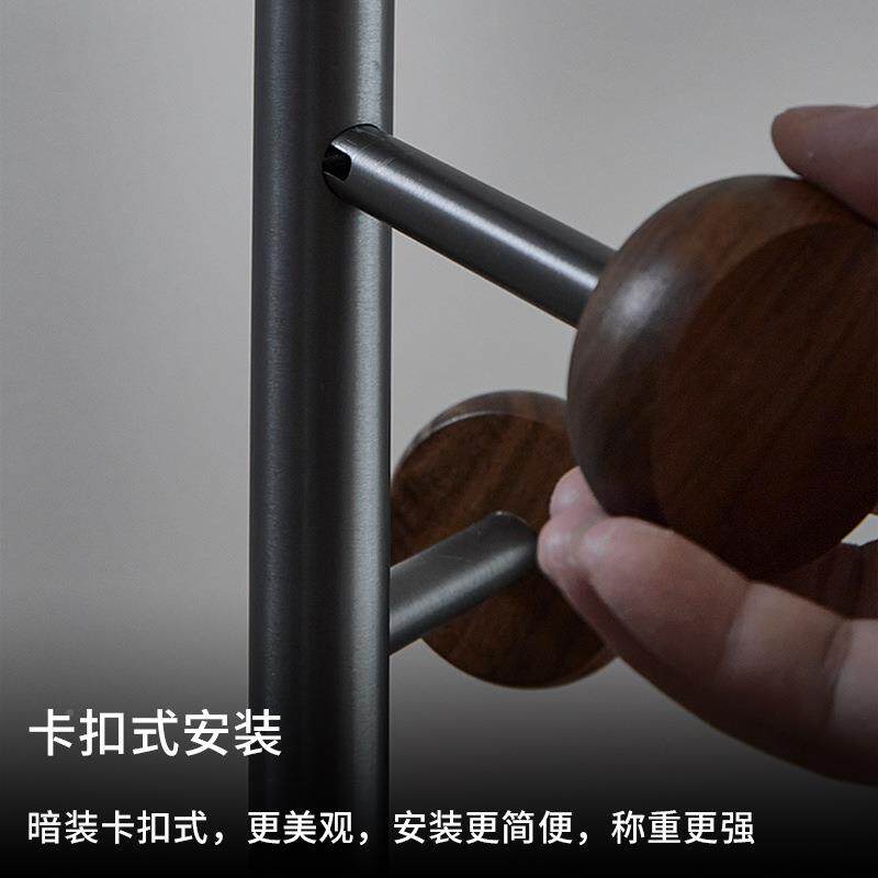 黑胡桃衣木衣帽灰色架不锈钢落地卧EIF室挂衣架墙角理石大服架省
