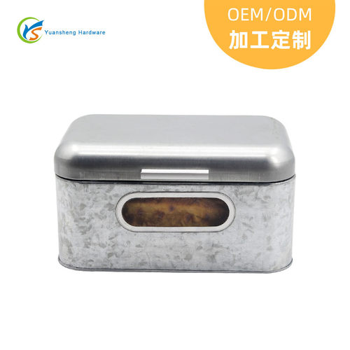 欧式带窗口长方形面包箱 镀锌铁皮原色面包储物罐收纳面包盒子