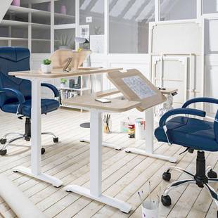 康拓电动升降桌绘画桌高度可美术121图工降作台智绘能升翻调转桌