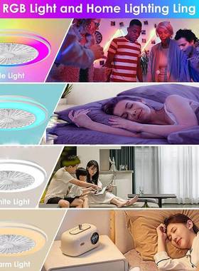 BTLIG能HT卧室吸顶风扇灯585LED吊扇智APP儿童房彩光RG灯B音乐风