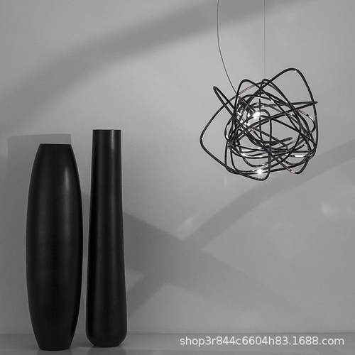 餐厅吧台吊灯后现代室内软装设计师风格创意艺术不锈钢LED灯长款