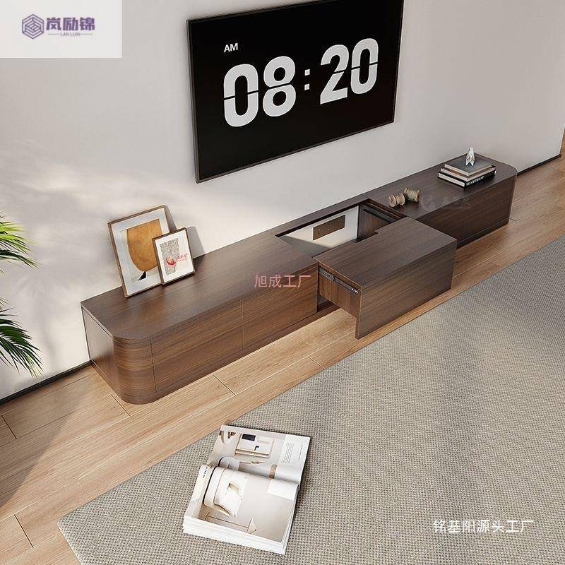 隐藏式插线电视柜客厅2025新收纳储物柜小户型一体墙柜家用落地式