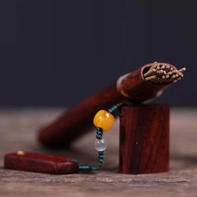 艺铭苑紫檀旅行便携仙香制盒新款香紫艺铭仙苑檀小檀巧一木挖开盖