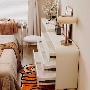 超薄30CM卧室梳妆台35CM斗柜一体收纳柜床尾极窄化妆台奶油风现代