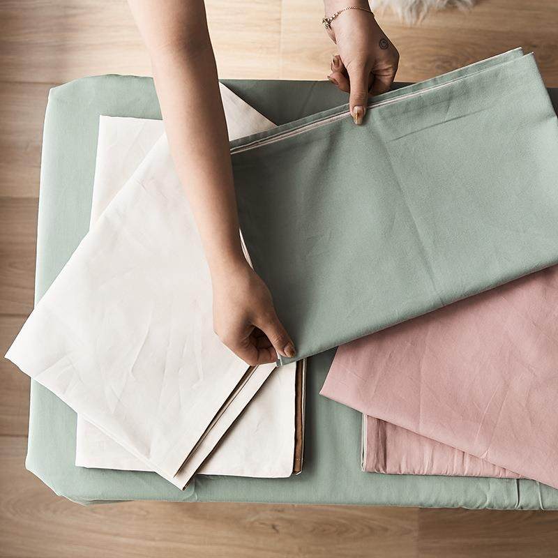 家用轻奢100支全棉贡缎磨毛枕套一对简约百搭纯棉枕头套2只一对装