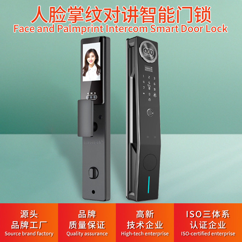 指纹锁密码锁人脸系统识别智能锁带钥匙球形可视对讲远程解释