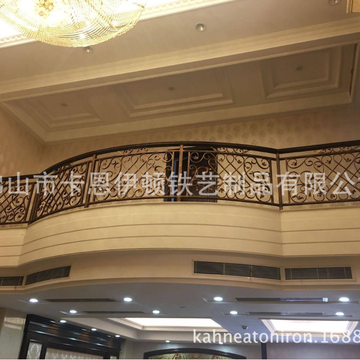欧式手工锻造锌钢铁艺楼梯扶手不锈钢护栏艺术栏杆安装出口