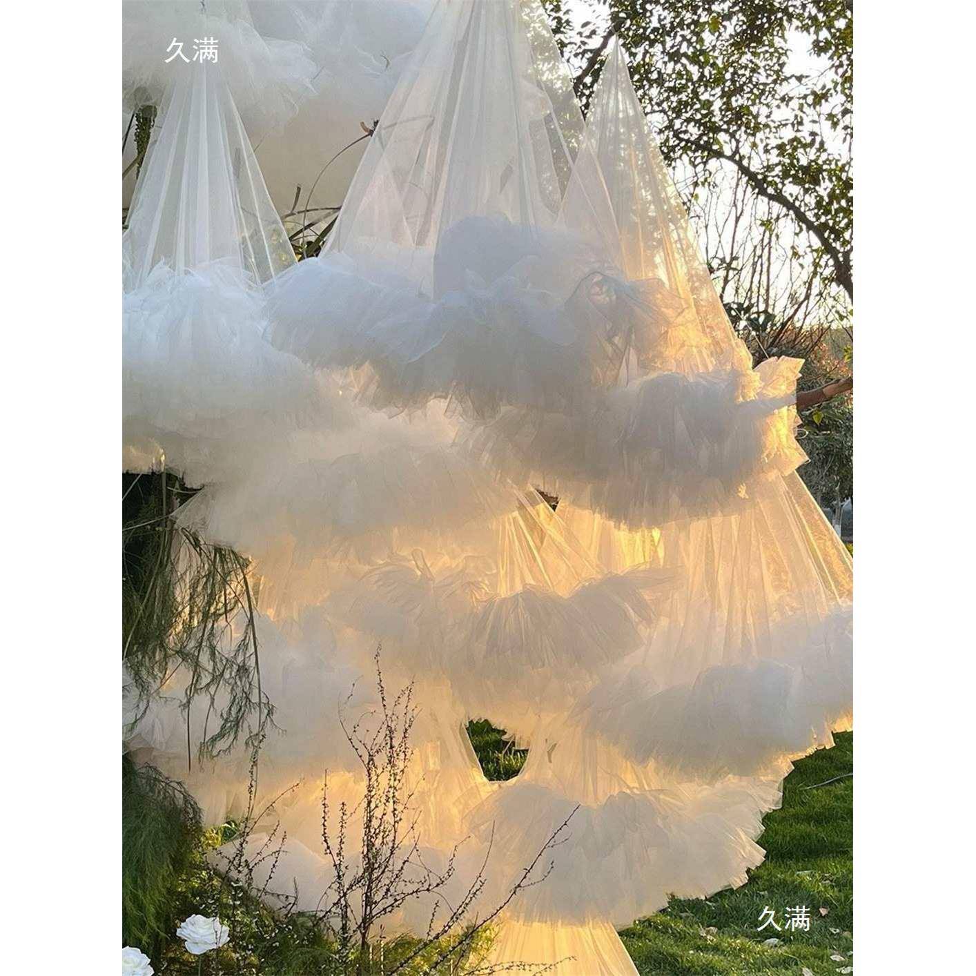 梦幻云朵纱幔宴会婚礼派对拍照背景挂饰户外场景装饰普通包装其他