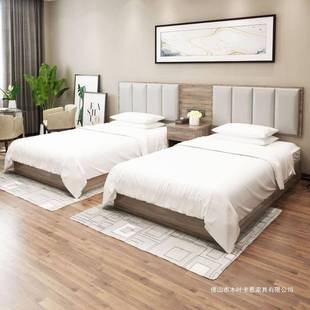 酒店床宾馆家具标间全套客房专用公寓大床单双人民宿快捷旅馆家具