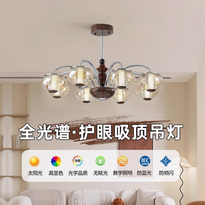 法式中古客厅吊灯vintage复古餐厅胡桃木色书房卧室设计师房间灯