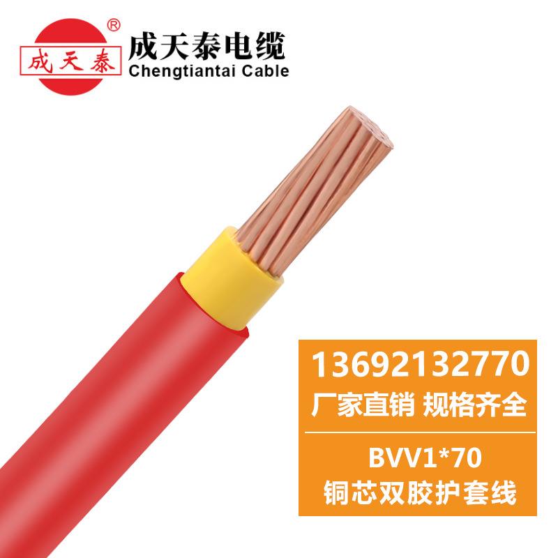 成天泰电线国标BVV1*70平方双塑护套铜芯电线硬线