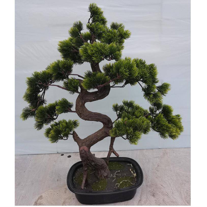 仿真迎客松盆景酒店桌面玄关绿植物假松树造景大盆景装饰摆件