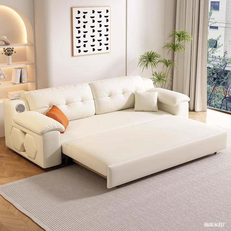 奶油风沙发床可折叠式两用一体多功能抽拉伸缩双人猫爪皮布艺梳化