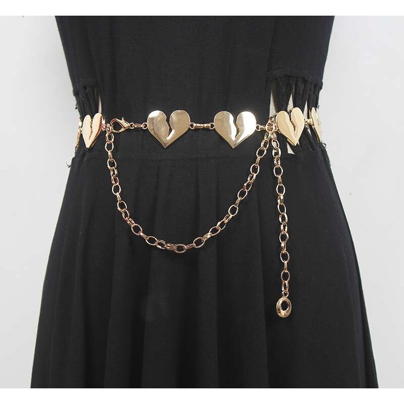 2022年新款心形腰链配饰裙子高级感水钻金属链条百搭腰带女