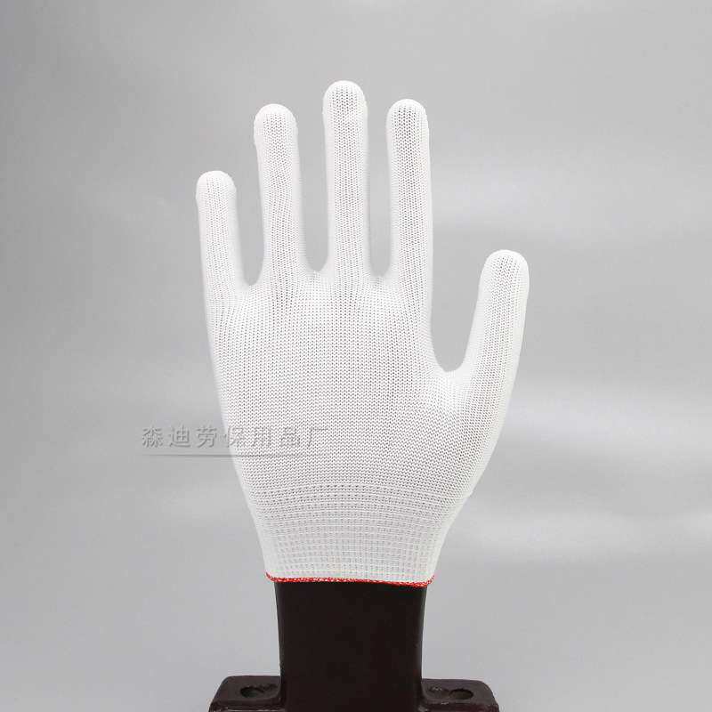 尼龙线手套薄款全涤白手套芯防滑针织礼仪电子厂无尘白色手套