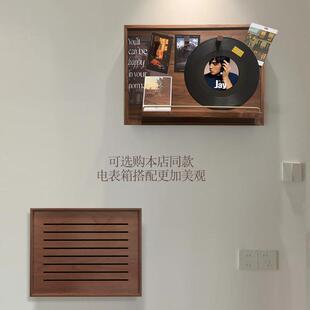 黑胡桃实木弱电箱遮挡装饰盖板电表箱画多媒体网线盒遮挡箱免打孔
