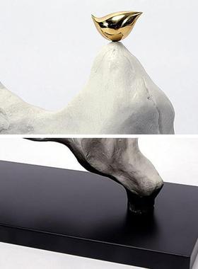 现代新中式假山摆件玄关隔断办公室边桌工艺品酒店样板房软装饰品