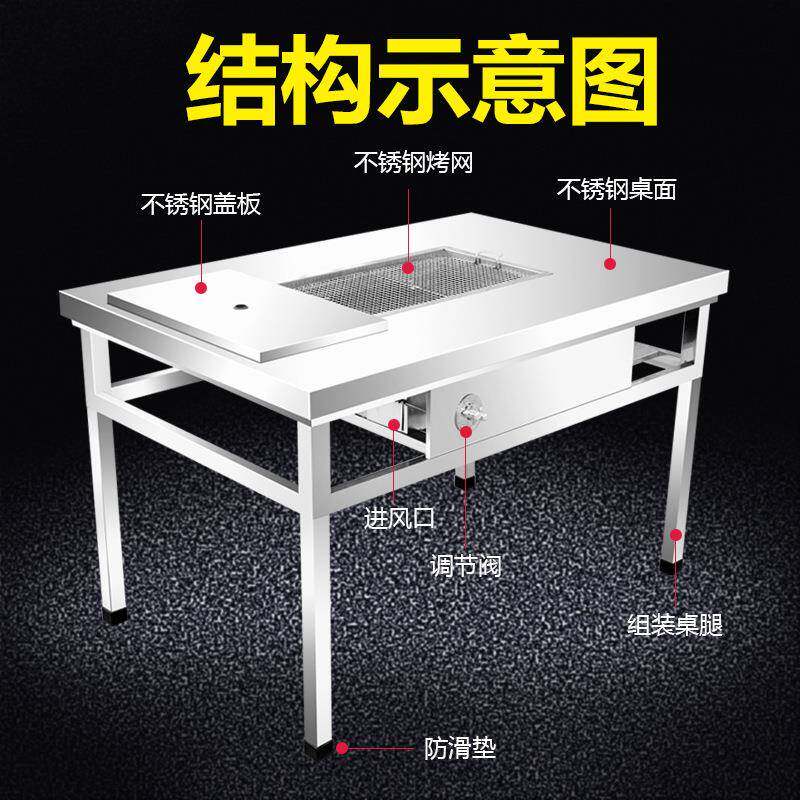 无烟烧烤桌子家商用不锈钢木炭桌户外摆摊烤羊腿桌炉子烧烤炉架子