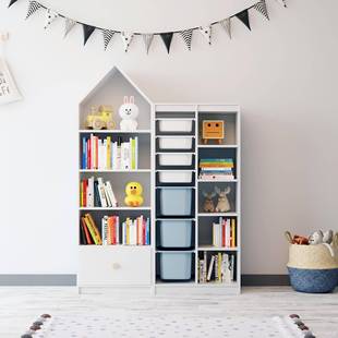 I1可比熊实木儿童玩具收纳柜大容量宝宝玩具架书架幼儿园玩具整理