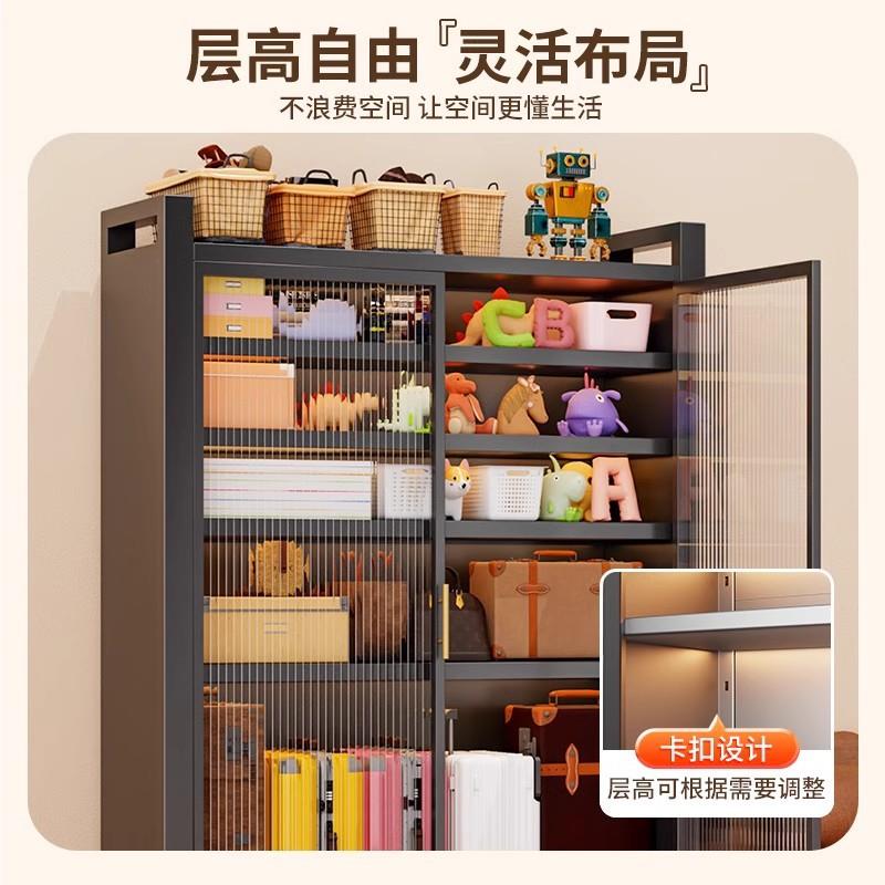 钢制阳台储物柜对开门大容量靠墙一体落地多层可移动阳台收纳柜子
