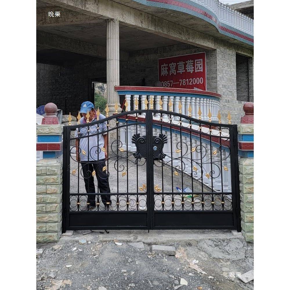 铁艺庭院大门乡村别墅围墙单双开门欧式花园对开门铝合金大门