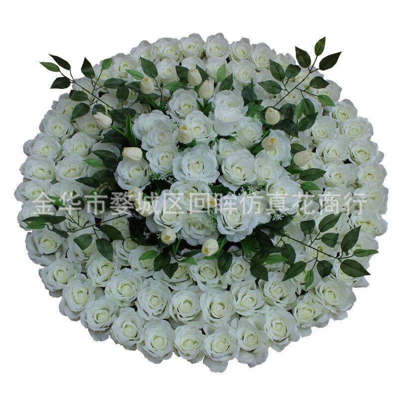 绢花玫瑰大花圈清明花陵园摆放花殡葬装饰花塑料花仿真花圈扫墓花