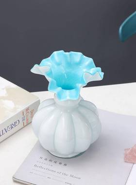 现代简约玻璃花瓶炫彩琉璃花瓶客厅插花玄关样品房装饰花器