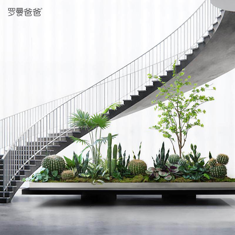 以法莲大型创意设计仿真植物造景吊钟树仙人柱组合盆景室内装饰
