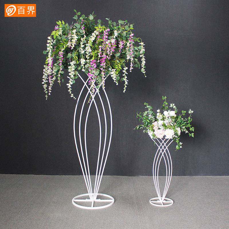 百界铁艺婚庆现场布置婚礼桌花器皿t台装饰路引布置插花金属架子