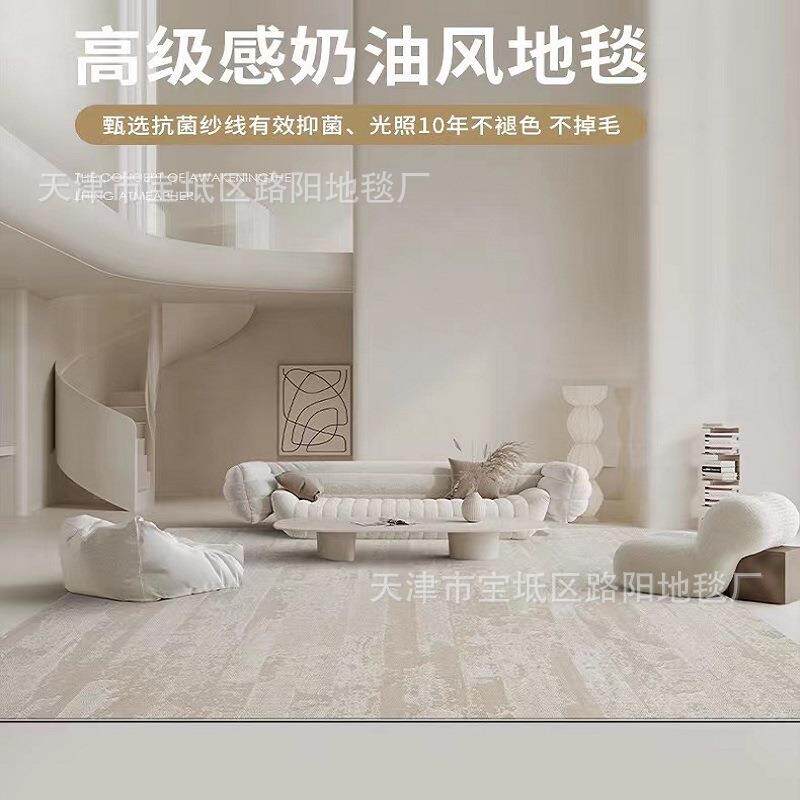奶油风地毯客厅高级感沙发茶几毯现代简约轻奢侘寂风卧室家用地垫