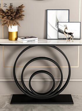 轻DX230003关玄关桌入户饰玄关柜简奢约装现代半圆岩板新中式条案