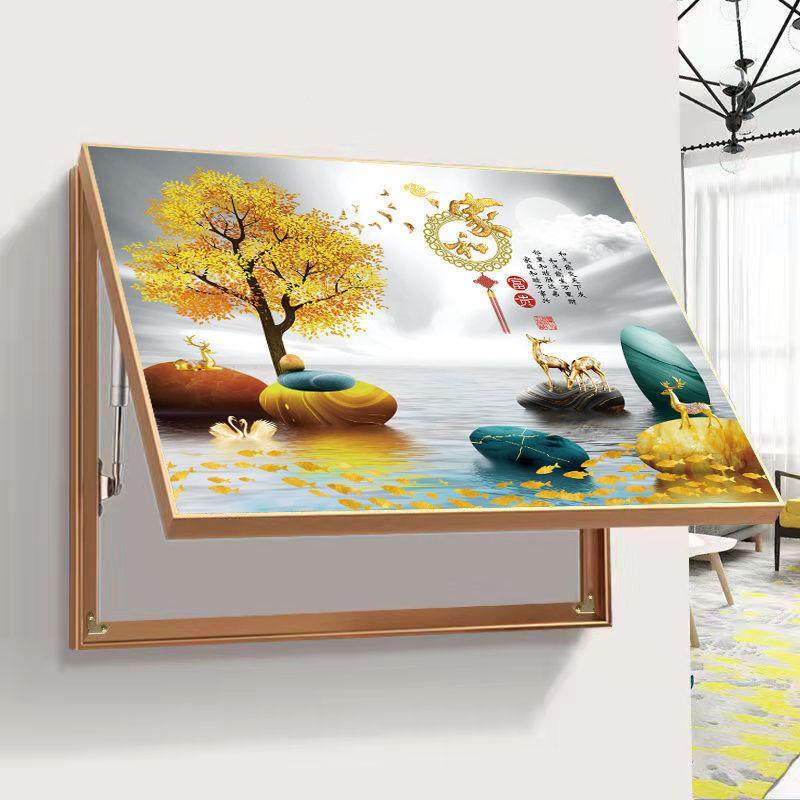 横款电箱装饰画表用XYLWOZMK墙免打孔壁上翻遮家挡开关盒配电箱挂