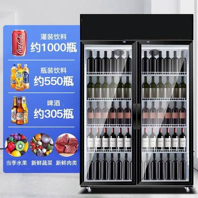 双饮料展示柜冷藏柜保鲜冰开门冷饮冷柜商箱用单615门啤酒冰立式