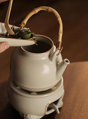 ZH1141米汝复古窑温茶炉小火炉蜡烛黄煮茶底座保暖茶器烘茶炉温温