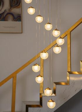 楼灯梯吊现代简约复式空轻奢创意o亚克力吊别墅lft公寓旋转亚克中